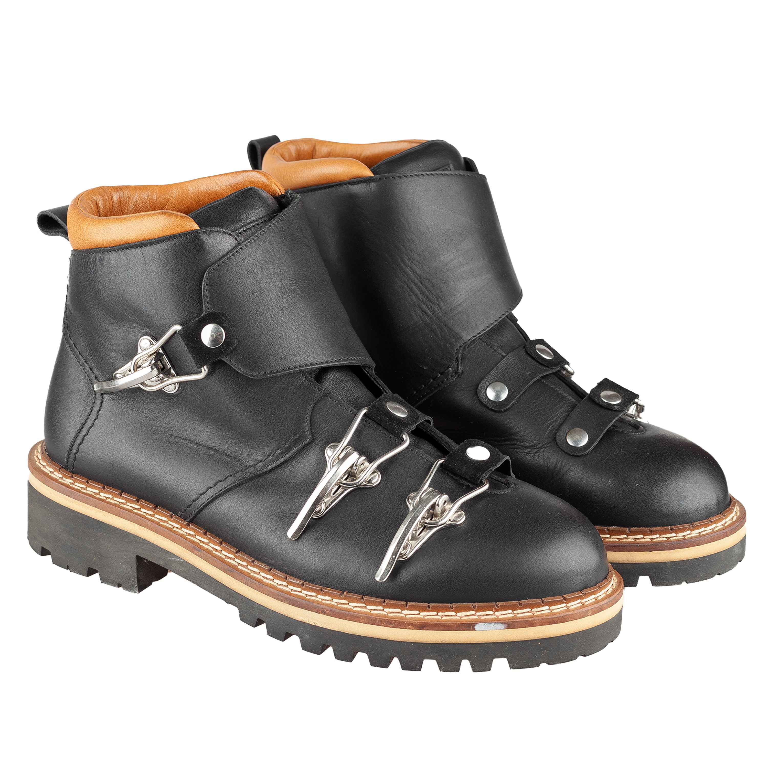 Moschino Black Leather Ski Buckle Boots (43 IT / 44 EU)