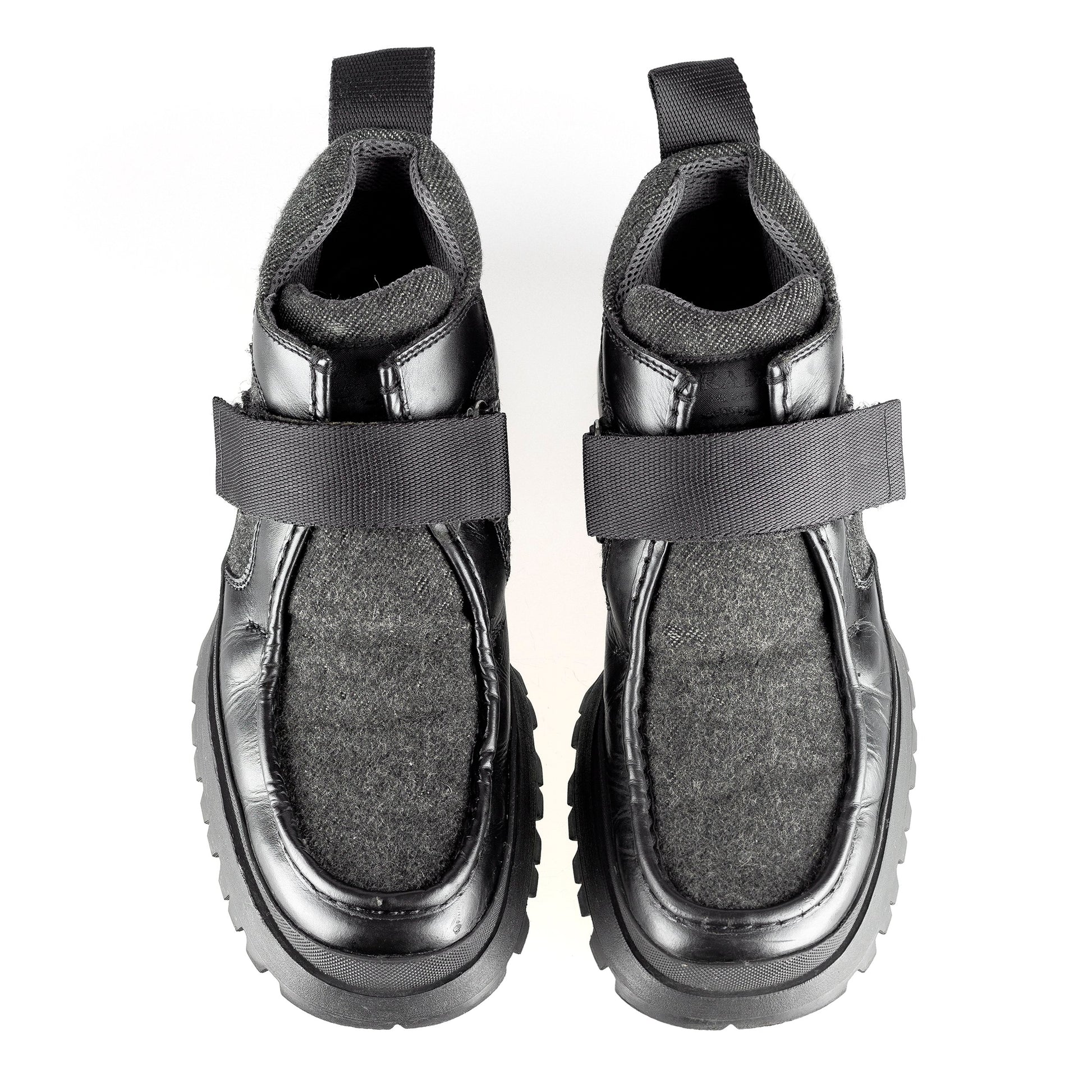 Prada Wool Leather Black/Grey Chunky Vibram Sole Shoes (43 EU / 9 US / 8 UK)