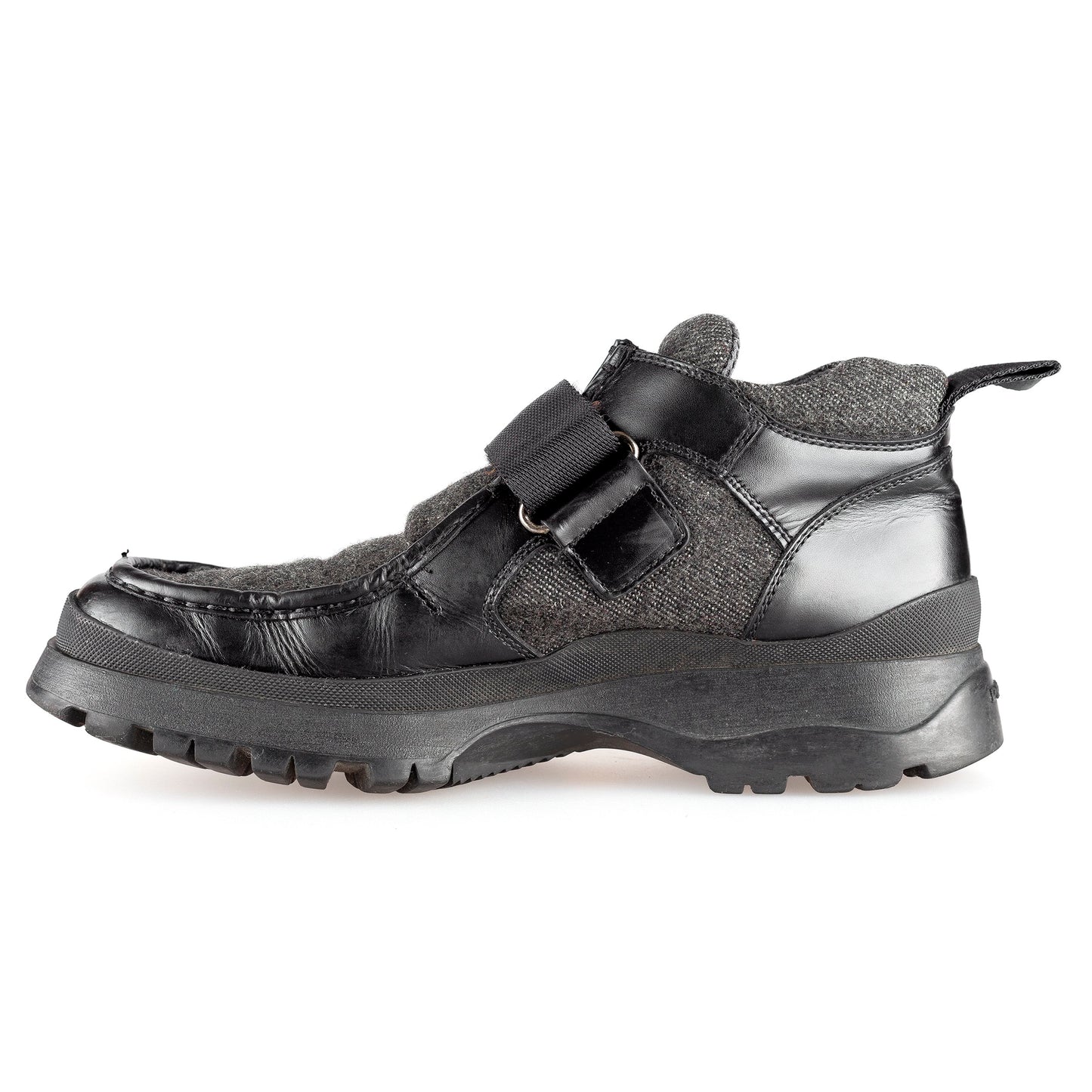 Prada Wool Leather Black/Grey Chunky Vibram Sole Shoes (43 EU / 9 US / 8 UK)