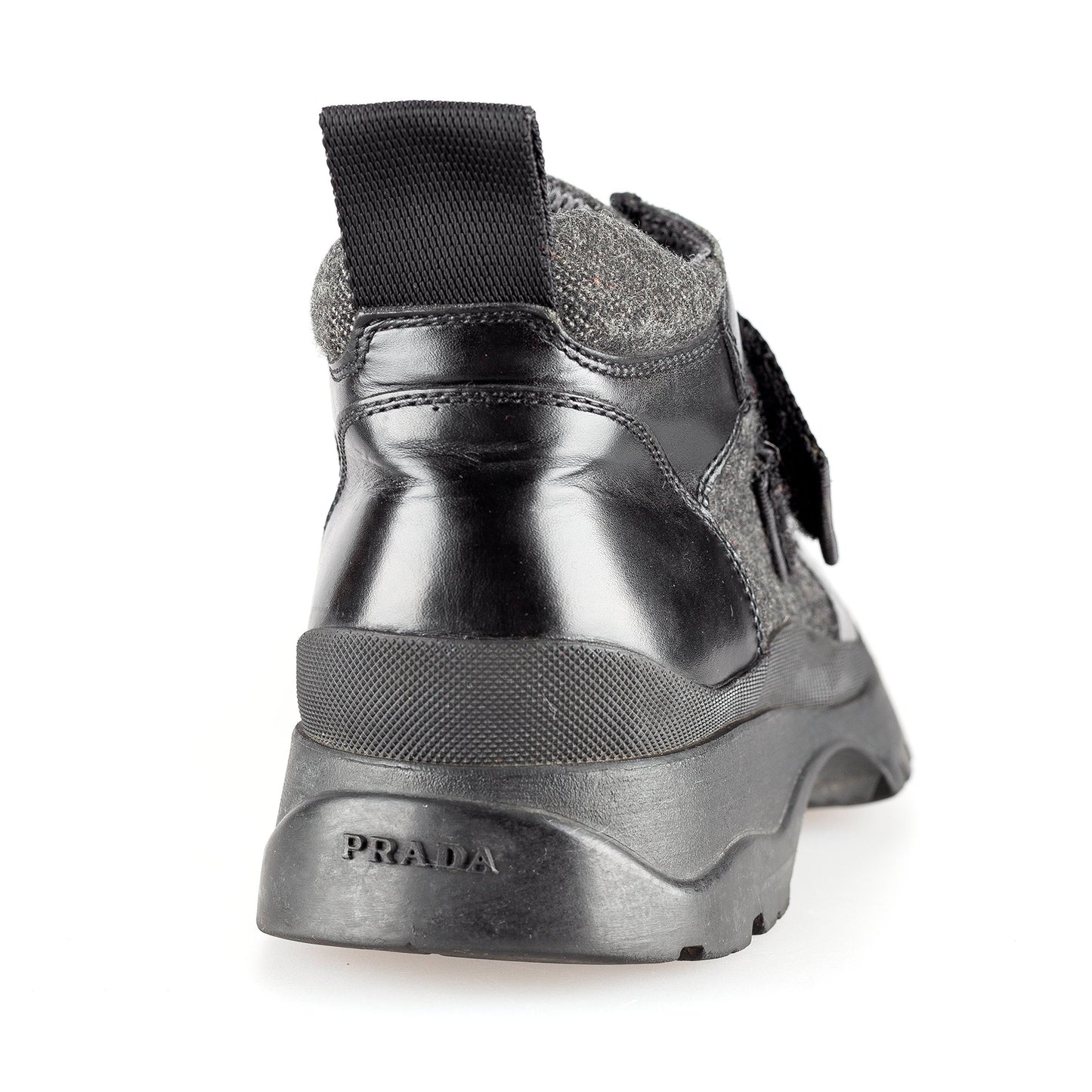 Prada Wool Leather Black/Grey Chunky Vibram Sole Shoes (43 EU / 9 US / 8 UK)