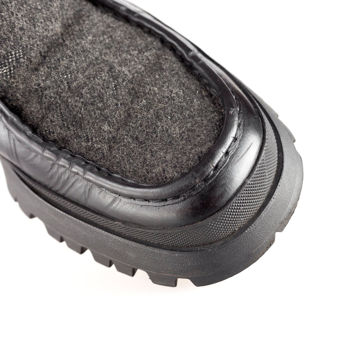 Prada Wool Leather Black/Grey Chunky Vibram Sole Shoes (43 EU / 9 US / 8 UK)